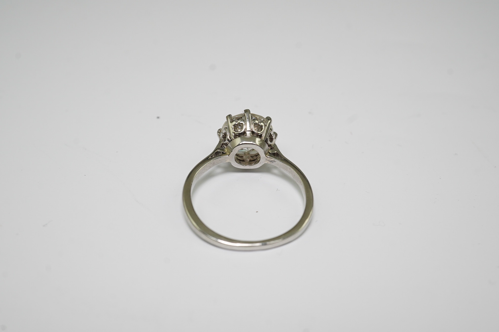 A platinum and solitaire diamond set ring